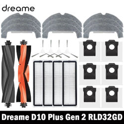 Dreame D10 Plus Gen 2 RLD32GD Robot repuestos de aspiradora consumibles Cepillo Lateral principal filtro Hepa paño de mopa bolsa de polvo Accesorios