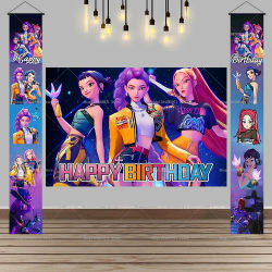 Fondo Decorativo con Diseño de Cazadores de Demonios de K-Pop, Banner para Puerta, Decoración para Fiestas de Cumpleaños Infantiles y de Adultos, Accesorios para Fotos de Baby Shower