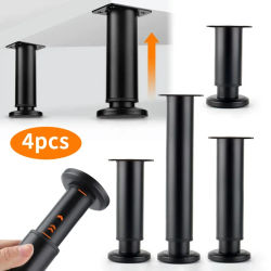 4 patas de soporte para muebles de altura ajustable, patas telescópicas negras para mesas, camas, armarios de TV y sofás