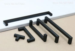 Herrajes para muebles cuadrados, manija de gabinete negra, perillas de puerta de cocina de acero inoxidable, tiradores de cajón de armario