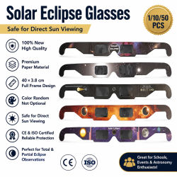 1/10/50 Piezas de Gafas de Papel para Eclipse Solar, Seguras para Ver el Sol Directamente, Certificadas CE e ISO para Observaciones de Eclipse Total y Parcial