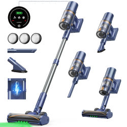 ‌Aspiradora Inalámbrica Laresar V11 NEW- 75000PA Alta Succión, 90 Min Autonomía, 650W Potente, Pantalla Inteligente, Luz Verde, Batería Extraíble y Accesorios Multiusos - Para Hogar y Mascotas
