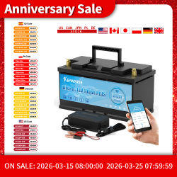 La más nueva batería LiFePO4 de 12V, 100Ah, 120Ah, 200Ah, 24V, 100Ah, BMS Bluetooth incorporado para campistas RV, carrito de Golf, todoterreno, Solar