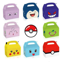 Recuerdos de Fiesta de Pokémon, Decoraciones para Fiestas de Cumpleaños, Bolsas de Regalo de Papel de Pikachu, Caja de Dulces con Asa, Artículos para Baby Shower, Regalos para Niños