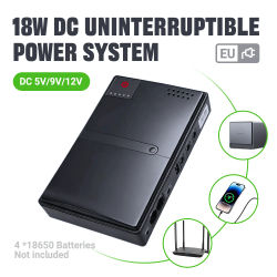 Alimentación de respaldo UPS 18W fuente de alimentación CC ininterrumpida DC1018L 5V 9V 12V enchufe de la UE enrutador óptico Monitor de gato cargador teléfono celular