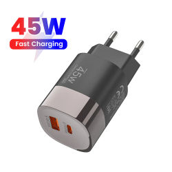 Cargador de teléfono USB tipo C de carga rápida de 45W PD3.0 QC3.0 Super Charge cargador UE/REINO UNIDO/EE. UU. para Samsung Poco Xiaomi Iphone 17 16 15