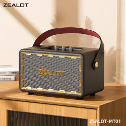 ZEALOT-MT01 Altavoz Bluetooth portátil Vintage de graves súper ruidosos de madera de 60W 24000mAh Retro con mango para acampar al aire libre