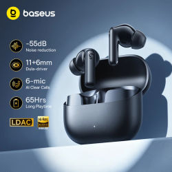 Audífonos Inalámbricos Baseus Bass EP10 Ultra - Reducción de Ruido de -55dB, 65 Horas de Reproducción, Bluetooth 6.0, 6 Micrófonos, Llamadas Nítidas con IA