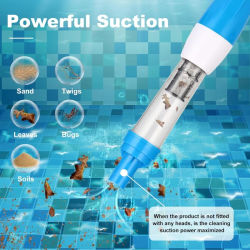 Aspirador de piscina de succión fuerte para spas, bañeras de hidromasaje, residuos de arena, piscinas, succión de cerdas recargable de mano, 3 boquillas