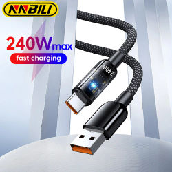 NNBILI 240W QC3.0 USB a tipo C Cable de carga rápida Cable cargador súper rápido cargador de teléfono LED Cable de datos para Samsung Xiaomi Huawe