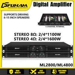 Amplificador de Potencia Digital Profesional FUHAM ML2800, 2x1100W 8Ω, 2 Canales, Amplificador para Subwoofer de DJ, Amplificador para Altavoces de Arreglo Lineal