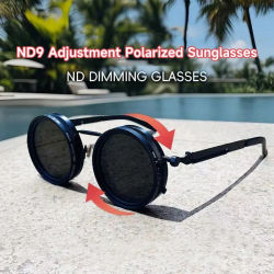Gafas de sol redondas polarizadas para hombre ND9, gafas de sol con atenuación ajustable, gafas de pesca Retro Punk para mujer, gafas de sol para exteriores UV400