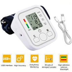 Tonómetro tensiómetro automático Monitor BP para la parte superior del brazo medidor de pulso de ritmo cardíaco Monitor médico de presión arterial para el cuidado de la salud en el hogar