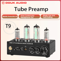 Douk Audio T9 Mini 6E2 preamplificador de tubo de vacío de Audio estéreo MM/MC Phono etapa tocadiscos preamplificador amplificador de auriculares