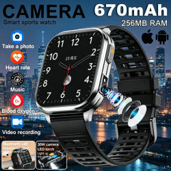 Reloj Inteligente 2026 con Cámara de Alta Definición, 256MB de Memoria, Batería de 670mAh, Resistente al Agua IP67, Bluetooth, Monitor de Ritmo Cardíaco para Hombre