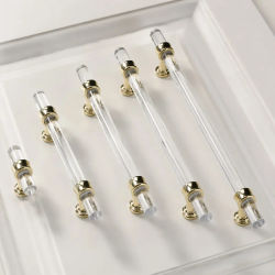 Perillas de Cajón de Acrílico Transparente, Tiradores Minimalistas en Forma de T, Manijas para Baño, Tiradores para Puertas de Gabinetes de Cocina, Tiradores Dorados para Muebles