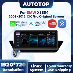 Reproductor Multimedia Inalámbrico CarPlay Android Auto, Radio para Auto para BMW X1 E84 2009-2015 CIC IDrive, para YouTube, Bluetooth, GPS, Estéreo