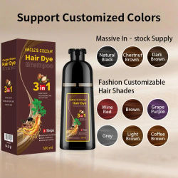 Champú 3 en 1 para teñir el cabello rápidamente, champú de coloración instantánea, cubre las canas y el cabello blanco, tinte natural a base de plantas, tinte de larga duración.