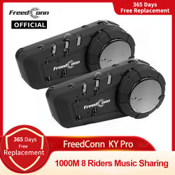 Freedconn KY Pro-intercomunicador para motocicleta, auriculares con Bluetooth para casco, 6 conductores, 1000M, Moto Group, interfono resistente al agua