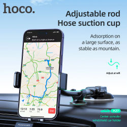 HOCO-Soporte de teléfono para parabrisas de consola central de coche, soporte de teléfono para iPhone 16/15 Pro Max, manos libres, Universal, teléfonos de 4,7-7 pulgadas