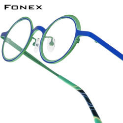 FONEX montura de gafas de titanio para mujer 2025, nuevo diseño de marca de moda, gafas redondas Retro Vintage para hombre, gafas ultraligeras 85774