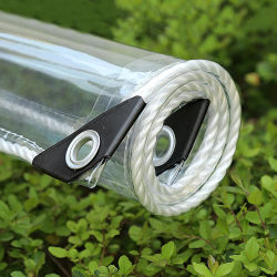 Lona de PVC transparente impermeable con ojales, toldos duraderos resistentes a la intemperie, cubierta de lluvia plegable de 0,3mm para muebles de jardín