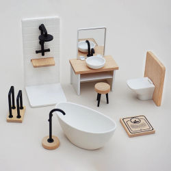 1/12 casa de muñecas simulación lavabo bañera inodoro modelo casa de muñecas decoración del baño casa de muñecas muebles en miniatura Accesorios