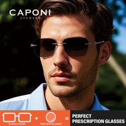 CAPONI gafas de sol graduadas para hombre, gafas de sol polarizadas para miopía de titanio puro, gafas de lectura fotocromáticas progresivas PJ23503
