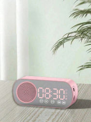 Altavoz Bluetooth, Reloj Despertador con Espejo, Altavoz Inteligente con Bajos Potentes, Altavoz Pequeño con Ranura para Tarjeta FM