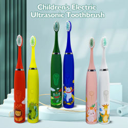 Para niños cepillo de dientes eléctrico patrón de dibujos animados niños con reemplazar el cabezal del cepillo de dientes cepillo de dientes eléctrico ultrasónico