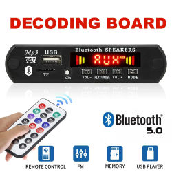 Reproductor MP3 Bluetooth 5,0 de 12V, placa decodificadora inalámbrica, carpeta de conmutación, USB, TF, FM, módulo de llamada de Radio, Kit de coche para altavoz