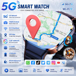 Reloj Inteligente Deportivo con GPS y Google Maps para Hombre y Mujer, Cámara de 2MP, Video, 32GB de RAM, Descarga de APP, NFC, AMOLED HD, Llamadas 4G/5G, Android Smartwatch