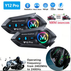 Auriculares para Casco de Motocicleta Y20 Pro, Bluetooth, Intercomunicador de 500M, Radio FM, Llamadas Manos Libres, Impermeables, Compartir Música