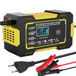Cargador de batería de coche 12V 6A reparación de pulso pantalla LCD carga rápida inteligente AGM cargador de plomo-ácido de GEL de ciclo profundo para motocicleta automática