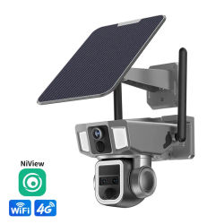 4MP NiView APP Triple lente energía Solar WIFI/4G PTZ IP cámara domo a todo Color AI detección humanoide seguridad CCTV Monitor de bebé