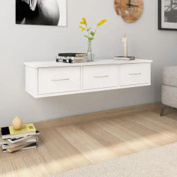 Mueble de pared con cajones, color blanco, madera sintética, 88x26x18.5 cm, ahorro de espacio para el hogar