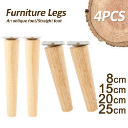 4 Uds patas de muebles patas de muebles sólidas de madera patas de mesa oblicuas/rectas patas de silla antideslizantes pies de repuesto inclinados