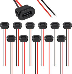 Conector USB tipo C hembra de 2 pines, resistente al agua, con enchufe hembra, puerto de carga de carga rápida, enchufe de cargador USB-C, 10 Uds.