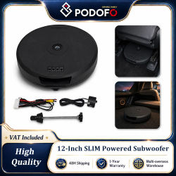 Podofo Subwoofer Activo SLIM de 12 Pulgadas para Coche, Altavoz de Bajos Oculto, Subwoofer Activo Oculto para Llanta de Repuesto, Cable de Señal y Alimentación con Control Remoto, Sistema de Audio