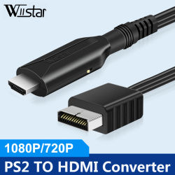 Adaptador Full HD de 1080P con Cable de alimentación de 5V CC para PS2 a HDMI, compatible con TV/Monitor/proyector/ordenador de PC, macho a macho
