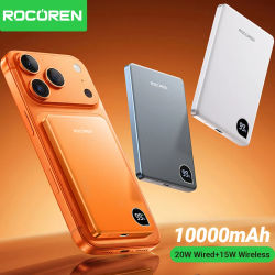 Rocoren Banco de Energía Magnético de 10000mAh, 5000mAh PD 20W, Cargador Portátil de Carga Rápida con Pantalla Digital, Cargador Inalámbrico, Batería Externa para iPhone 17 16 Pro Max