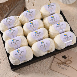 12 Ovillos de Hilo 100% Algodón, 600g, Hilo Suave para Tejer a Crochet, Set para Hacer Suéteres, Bufandas, Gorros, Muñecas y Mantas