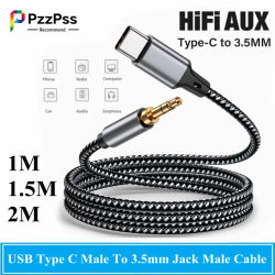 Cable de Audio auxiliar macho DAC USB tipo C a conector macho de 3,5mm Cable de altavoz para auriculares Cable auxiliar para Xiaomi Huawei Samsung