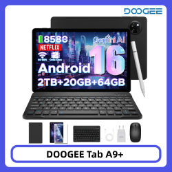 Tablet DOOGEE Tab A9+ con Pantalla HD de 11 Pulgadas, 20GB (4+16) 64GB, Batería de Gran Capacidad de 8580mAh, Unisoc T7200 Octa Core, Altavoces Duales, Android 15