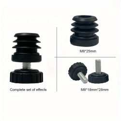 Pies de nivelación de muebles con tornillos-M8 * 25MM, niveladores de gabinete ajustables, almohadillas deslizantes de Base de plástico sin marcar para inserción de extremo de tubería