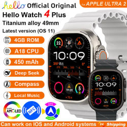 Smartwatch 2025 Original Hello Watch 4 Plus ULTRA 2 49mm 4G ROM NFC GPT GPS brújula reloj Bluetooth llamada reloj inteligente hombres 3 Plus