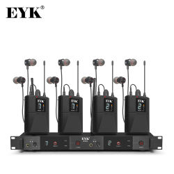 EYK-Sistema inalámbrico IEM82, Monitor de oído de doble canal, 4 Bodypacks, UHF, 16 frecuencias seleccionables para escenario, banda de rendimiento, DJ