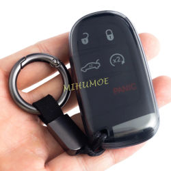 Para Jeep Grand Cherokee Renegade Compass Dodge Charger Challenger Dardo Chrysler Fiat 500X negro transparente llavero funda