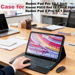 Funda para Redmi Pad 2 Pro 12,1/Redmi Pad Pro 12,1 pulgadas, funda para teclado Bluetooth para Xiaomi POCO Pad 12,1 pulgadas 2024