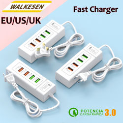 Cargador de carga rápida USB de 4 puertos, cargador de pared tipo C para iPhone, Samsung, Xiaomi, Huawei, cargador de teléfono, adaptador de corriente con enchufe UE/EE. UU./Reino Unido